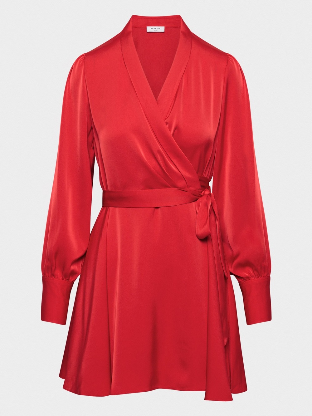Aritzia Babaton Hyde Satin Mini Long Sleeve Red Dress